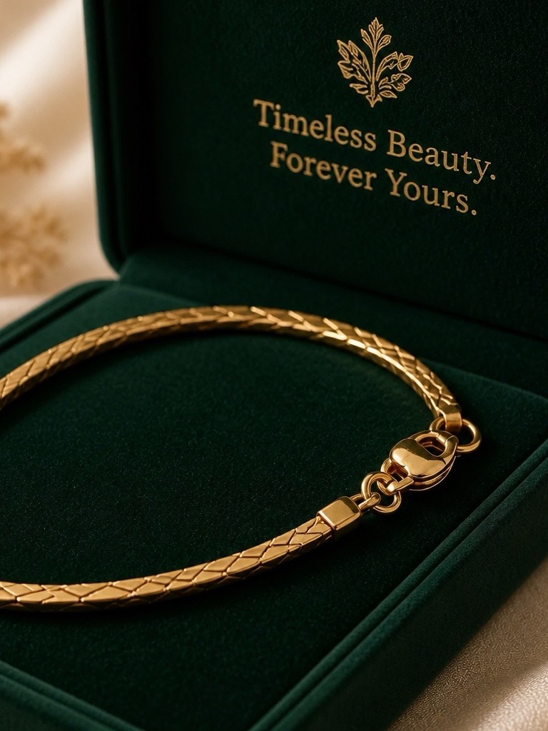 Gold Womens Braided Chain Bracelet